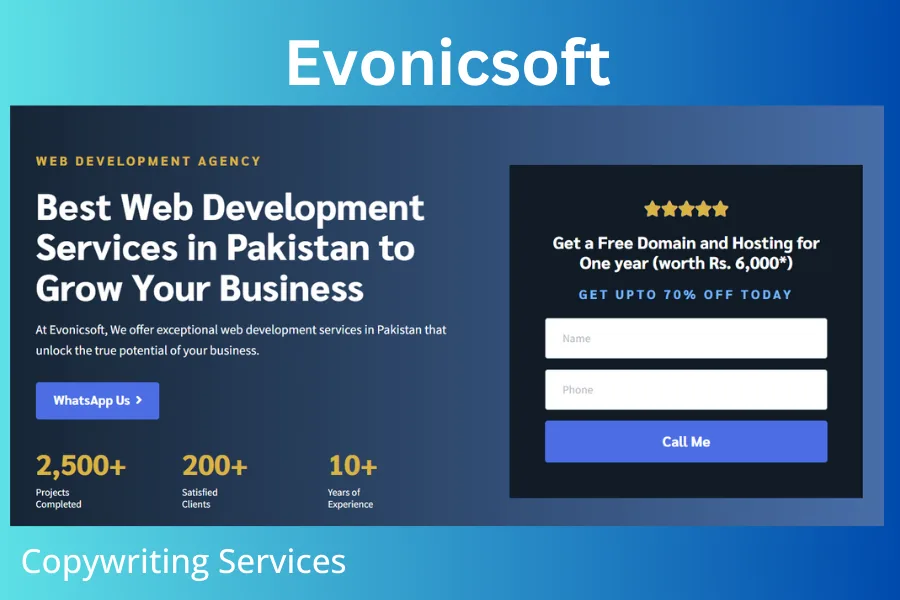 Evonicsoft — Landing Page Copywriting case study
